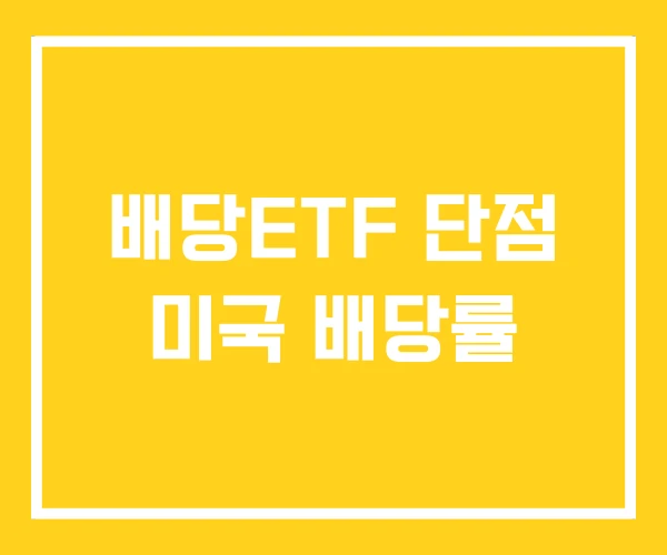 배당ETF 단점 미국 배당률 배당ETF 단점 미국 배당률