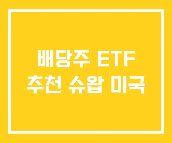 배당주 ETF 추천 슈왑 미국