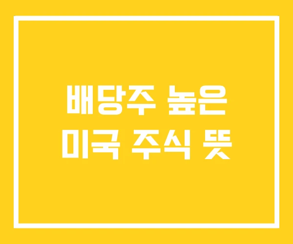 배당주 높은 미국 주식 뜻