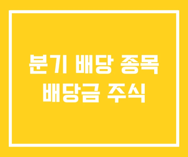 분기 배당 종목 배당금 주식