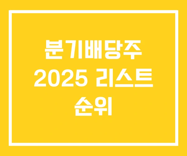 분기배당주 2025 리스트 순위 분기배당주 2025 리스트 순위