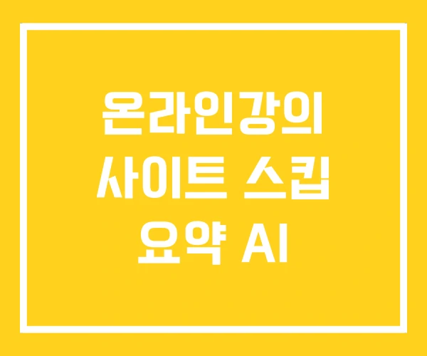 온라인강의 사이트 스킵 요약 AI
