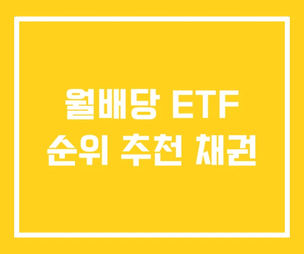 월배당 ETF 순위 추천 채권