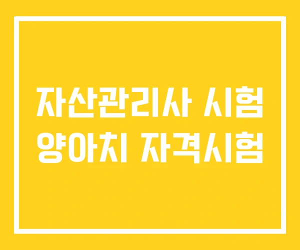 자산관리사 시험 양아치 자격시험 자산관리사 시험 양아치 자격시험