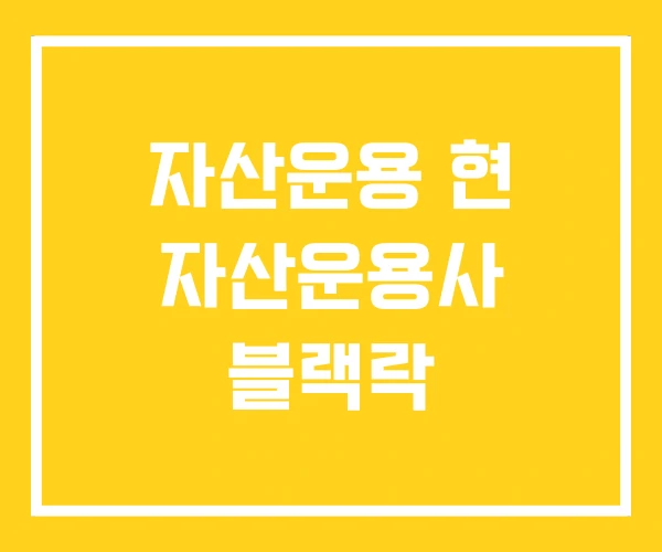 자산운용 현 자산운용사 블랙락 자산운용 현 자산운용사 블랙락