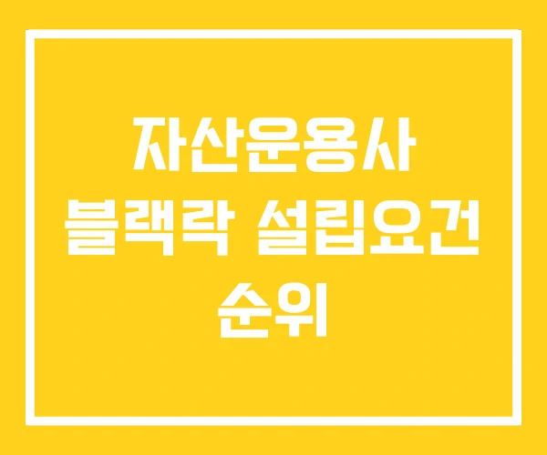 자산운용사 블랙락 설립요건 순위 자산운용사 블랙락 설립요건 순위