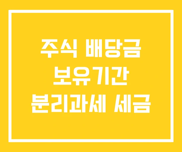 주식 배당금 보유기간 분리과세 세금