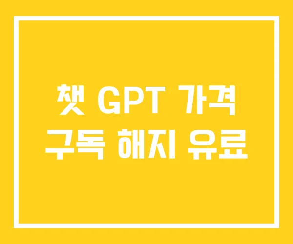 챗 GPT 가격 구독 해지 유료