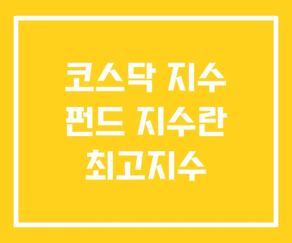 코스닥 지수 펀드 지수란 최고지수 코스닥 지수 펀드 지수란 최고지수