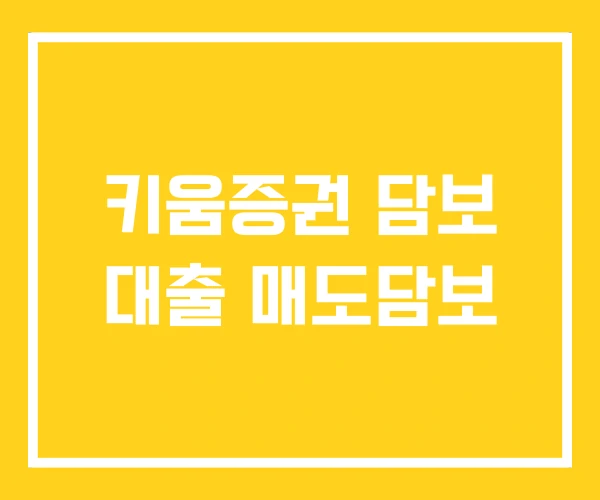 키움증권 담보 대출 매도담보 키움증권 담보 대출 매도담보