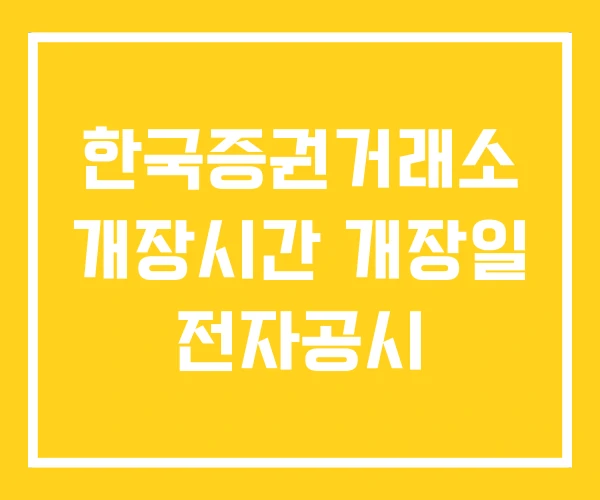 한국증권거래소 개장시간 개장일 전자공시