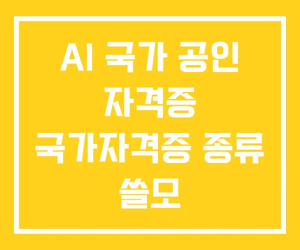 AI 국가 공인 자격증 국가자격증 종류 쓸모 AI 국가 공인 자격증 국가자격증 종류 쓸모