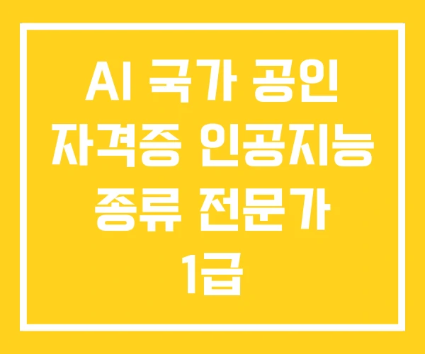 AI 국가 공인 자격증 인공지능 종류 전문가 1급