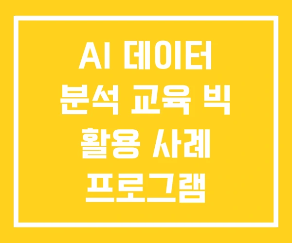 AI 데이터 분석 교육 빅 활용 사례 프로그램