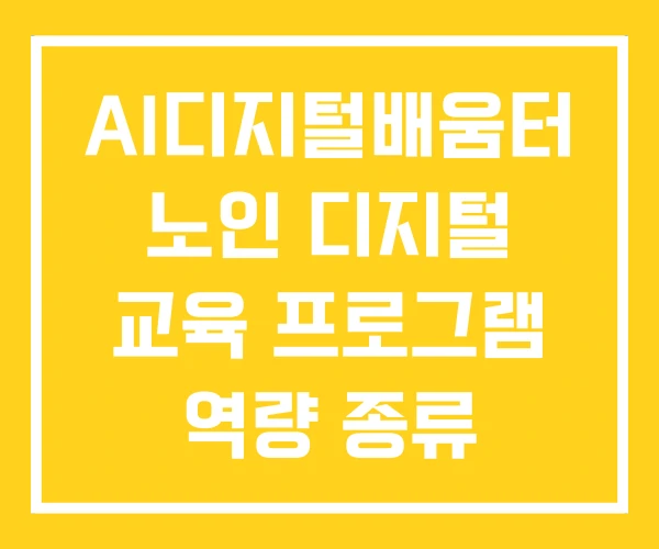 AI디지털배움터 노인 디지털 교육 프로그램 역량 종류