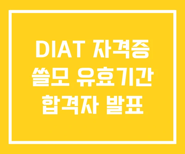 DIAT 자격증 쓸모 유효기간 합격자 발표