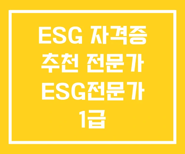 ESG 자격증 추천 전문가 ESG전문가 1급