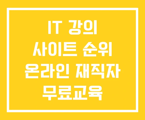 IT 강의 사이트 순위 온라인 재직자 무료교육