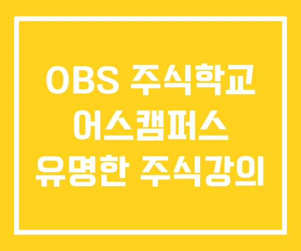 OBS 주식학교 어스캠퍼스 유명한 주식강의