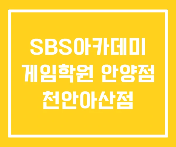 SBS아카데미 게임학원 안양점 천안아산점