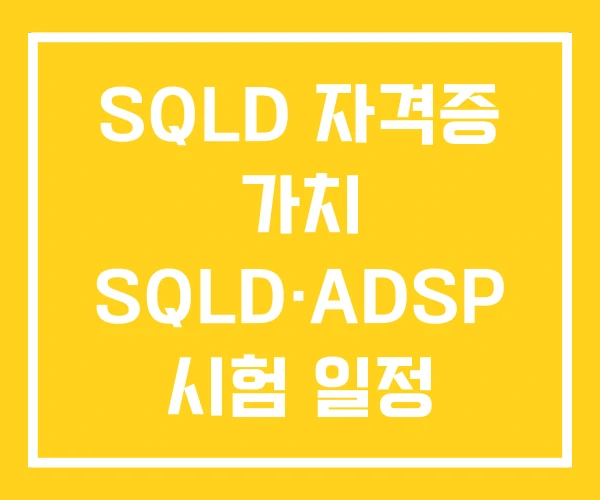 SQLD 자격증 가치 SQLD·ADSP 시험 일정