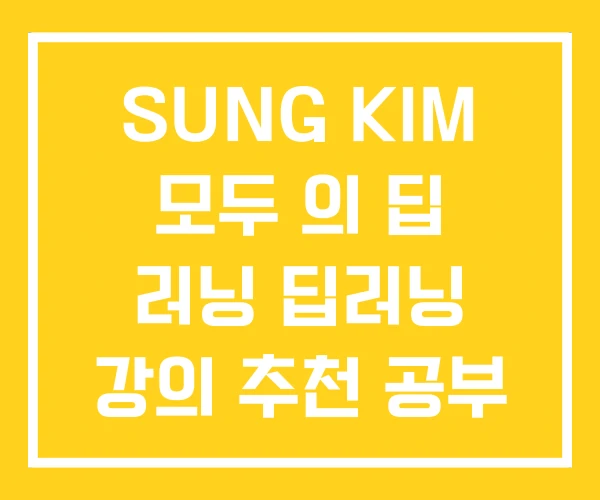 SUNG KIM 모두 의 딥 러닝 딥러닝 강의 추천 공부