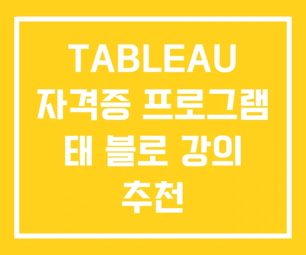 TABLEAU 자격증 프로그램 태 블로 강의 추천