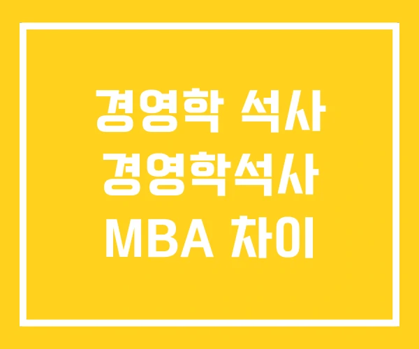 경영학 석사 경영학석사 MBA 차이
