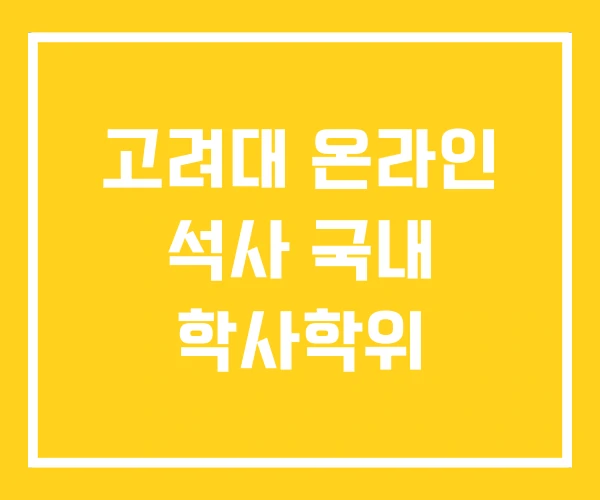 고려대 온라인 석사 국내 학사학위