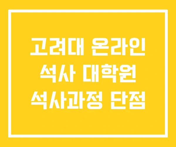 고려대 온라인 석사 대학원 석사과정 단점