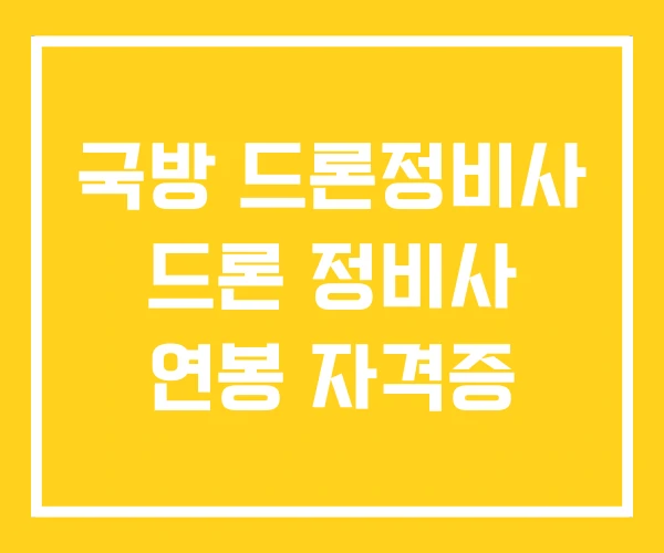 국방 드론정비사 드론 정비사 연봉 자격증