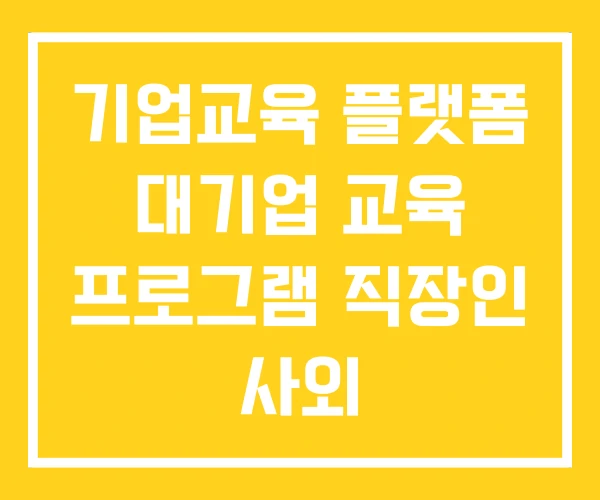 기업교육 플랫폼 대기업 교육 프로그램 직장인 사외