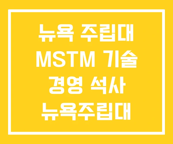 뉴욕 주립대 MSTM 기술 경영 석사 뉴욕주립대 대학원